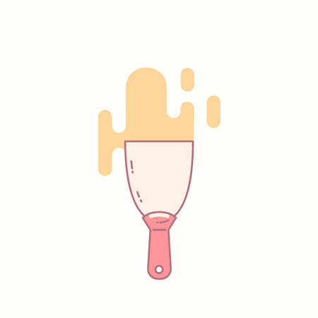 Putty knife and spatula repair tool icon. Spackling or paint instrument flat illustration isolated on white.のイラスト素材