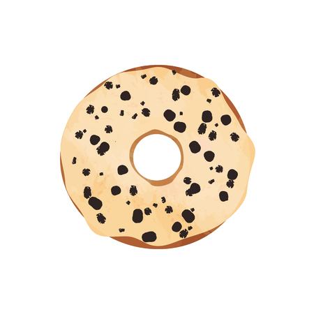 Donut with glaze and chocolate drawn isolated on white background . Vector illustrationのイラスト素材