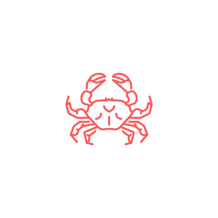 Simple flat red crab icon. Linear slyleのイラスト素材