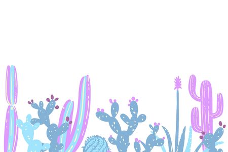 Cacti flower background. Hand drawn illustrationのイラスト素材