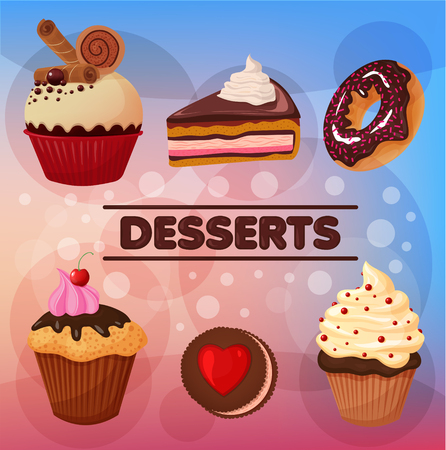 Sweet Desserts Set - in vectorのイラスト素材