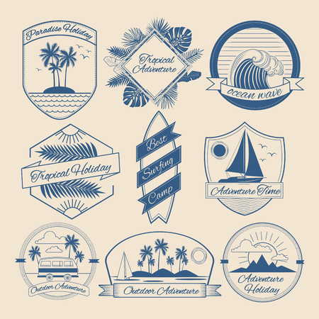 Set of Vintage Outdoor Adventure Badges. Logos, Labels and Emblems in vectorのイラスト素材