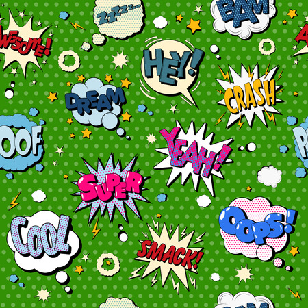 Comics Bubbles Seamless Pattern in Pop Art Style. Vector illustrationのイラスト素材