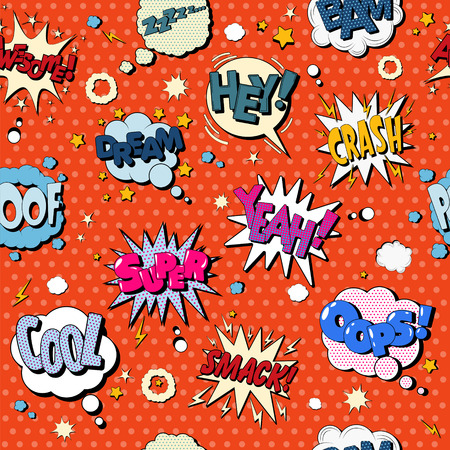 Comics Bubbles Seamless Pattern in Pop Art Style. Vector illustrationのイラスト素材