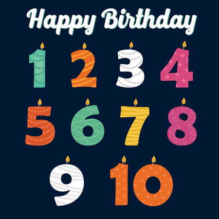 Happy Birthday Candles in Numbers for Your Family Party. Vector illustrationのイラスト素材