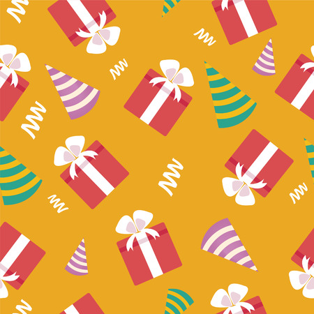 Happy Birthday Seamless Pattern with Presents for Children Party. Vector illustrationのイラスト素材