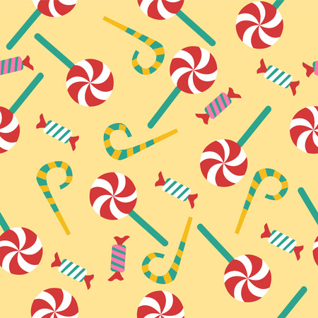 Happy Birthday Seamless Pattern with Candies for Children Party. Vector illustrationのイラスト素材