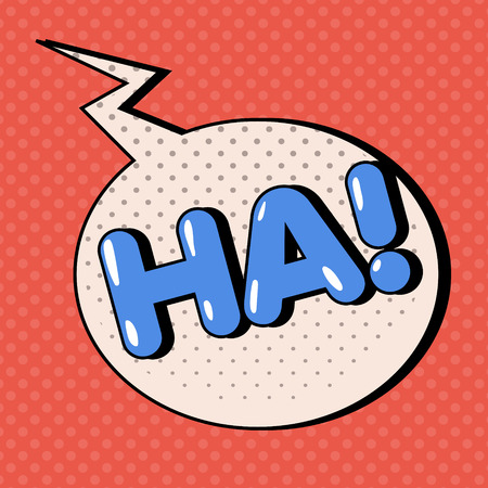Comic Bubble in Pop Art Style with Expressions Ha. Vector illustration in vintage styleのイラスト素材