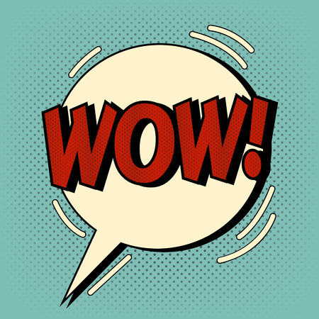 Comic Bubble in Pop Art Style with Expressions Wow. Vector illustration in vintage styleのイラスト素材