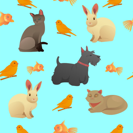 Seamless Pattern with Home Petsのイラスト素材