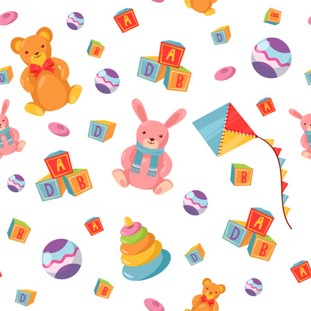Seamless Pattern with Children Toys. Vector backgroundのイラスト素材