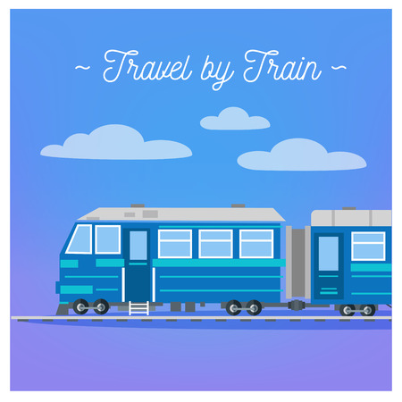Travel Banner. Tourism Industry. Train Travel. Mode of Transportation. Vector illustration. Flat Styleのイラスト素材