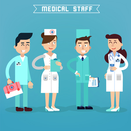 Medical Staff. Nurse and Doctor. Hospital Medical Team. Health Care. Medicine Professional. Medical Concept. Vector illustrationのイラスト素材