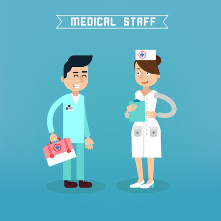 Medical Staff. Nurse and Doctor. Hospital Medical Team. Health Care. Medicine Professional. Medical Concept. Vector illustrationのイラスト素材