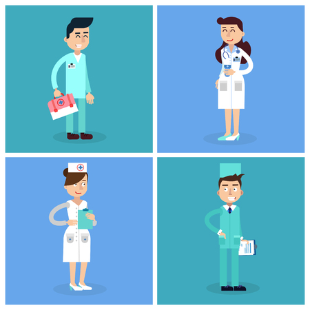 Medical Staff. Nurse and Doctor. Hospital Medical Team. Health Care. Medicine Professional. Medical Concept. Vector illustrationのイラスト素材