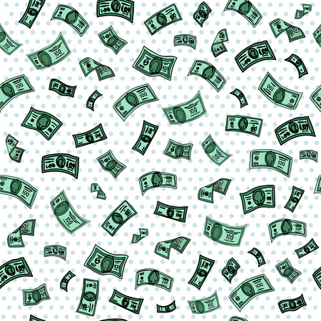 Money Background. Dollar Background. Banknotes Background. Cash Pattern. Seamless Pattern. American Dollars. Vector illustrationのイラスト素材
