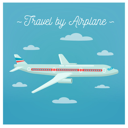 Travel Banner. Tourism Industry. Airplane Travel. Mode of Transportation. Vector illustration. Flat Styleのイラスト素材