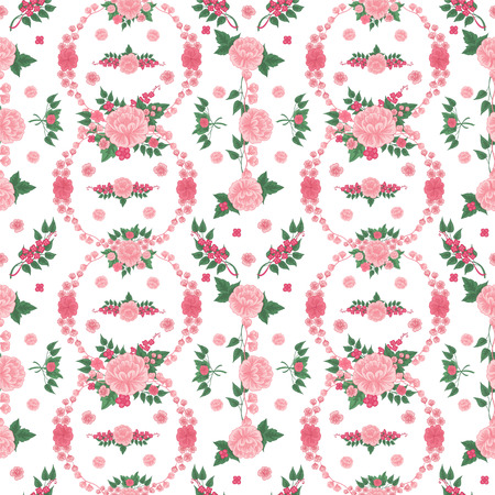 Floral Background. Seamless Pattern. Flowers and Leaves. Vintage Flowers. Floral Elements. Vector backgroundのイラスト素材