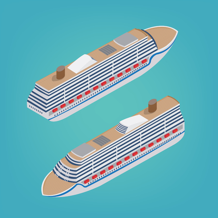 Isometric Passenger Ship. Tourism Industry. Cruise Liner Travel. Mode of Transportation. Vector illustrationのイラスト素材