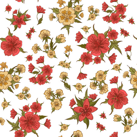 Floral Background. Flowers Seamless Pattern. Vintage Flowers. Vector illustrationのイラスト素材