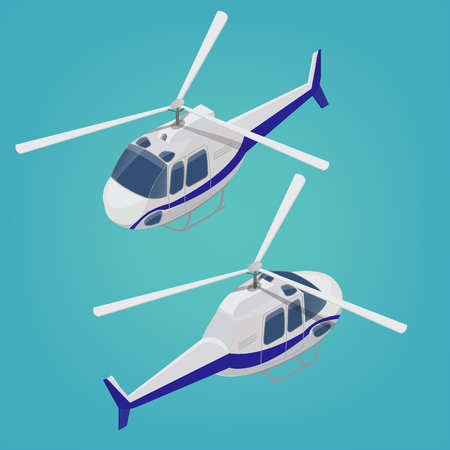 Isometric Helicopter. Transportation Mode. Aircraft Vehicle. Vector illustrationのイラスト素材