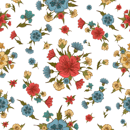 Floral Background. Flowers Seamless Pattern. Vintage Flowers. Vector illustrationのイラスト素材