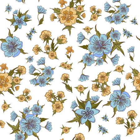 Floral Background. Flowers Seamless Pattern. Vintage Flowers. Vector illustrationのイラスト素材