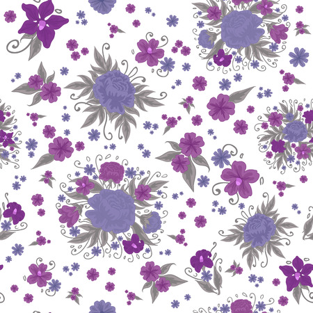 Floral Background. Flowers Seamless Pattern. Vintage Flowers. Vector illustrationのイラスト素材