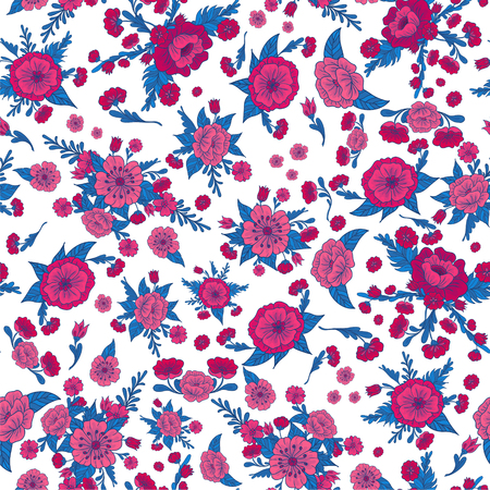 Floral Background. Flowers Seamless Pattern. Vintage Flowers. Vector illustrationのイラスト素材
