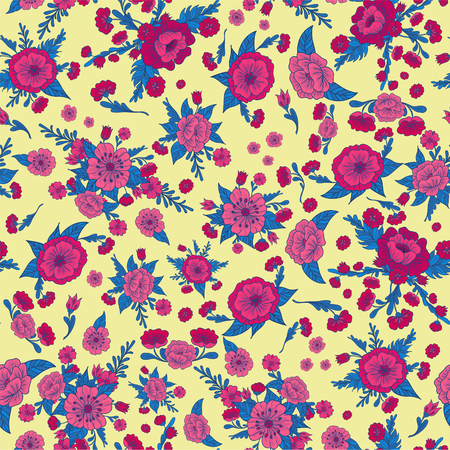 Floral Background. Flowers Seamless Pattern. Vintage Flowers. Vector illustrationのイラスト素材