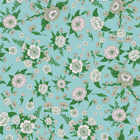 Floral Background. Flowers Seamless Pattern. Vintage Flowers. Vector illustrationのイラスト素材