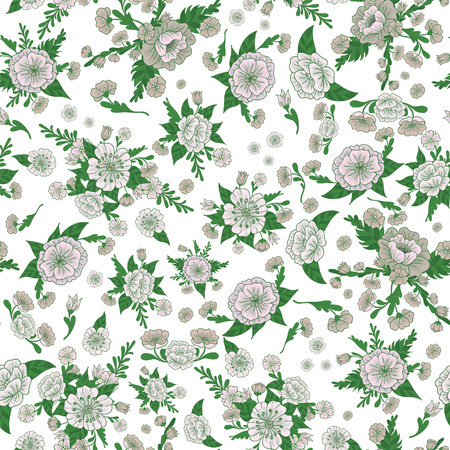 Floral Background. Flowers Seamless Pattern. Vintage Flowers. Vector illustrationのイラスト素材