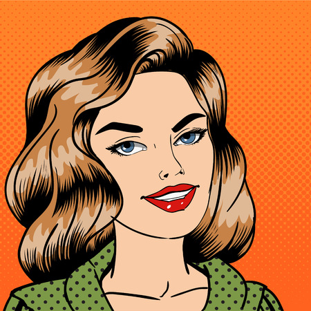 Smiling Beautiful Woman. Pop Art. Vector illustrationのイラスト素材