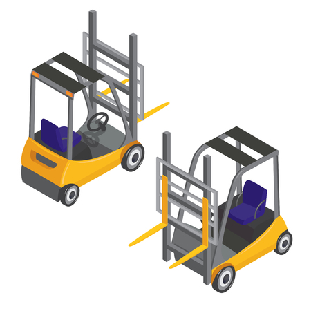 Forklift Transport. Isometric Transportation. Cargo Industry. Vector illustrationのイラスト素材