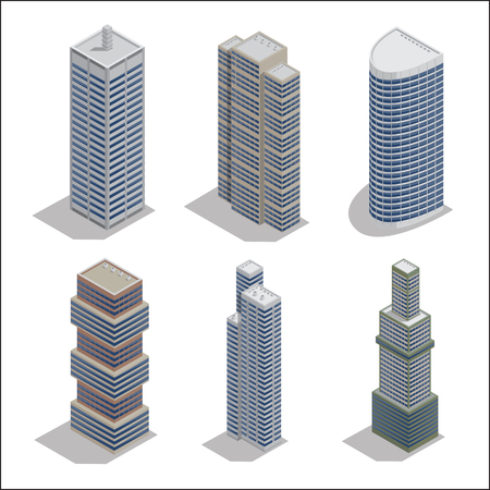 Modern Skyscrapers. Isometric Building. Construction Industry. Vector illustrationのイラスト素材