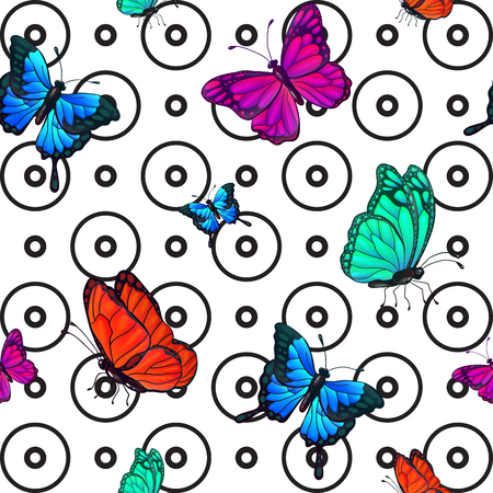 Butterfly Seamless Pattern. Background with Butterflies. Vector illustrationのイラスト素材