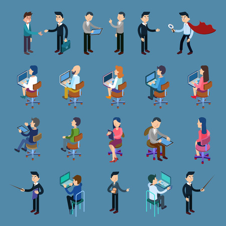 Isometric Office Workers. Business People Set. Isometric Business People. Vector illustrationのイラスト素材