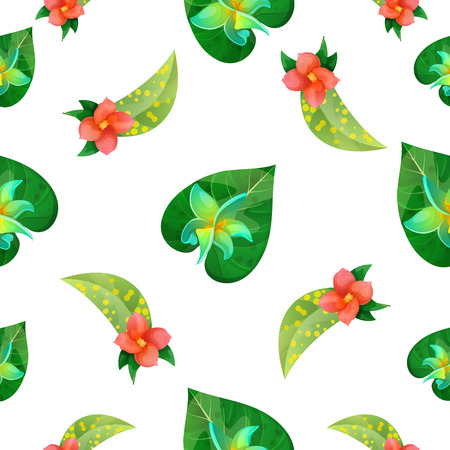 Tropical Flowers. Floral Background. Flowers Seamless Pattern. Vector illustrationのイラスト素材