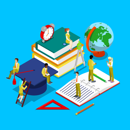 Isometric Education Concept. Group of Students. Back to School. Vector illustrationのイラスト素材