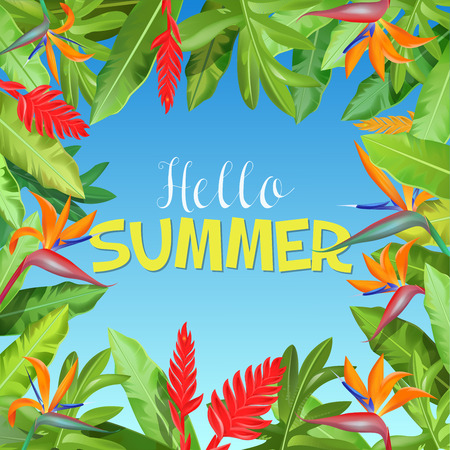 Summer Holidays Background with Palm Leaves. Vector illustrationのイラスト素材