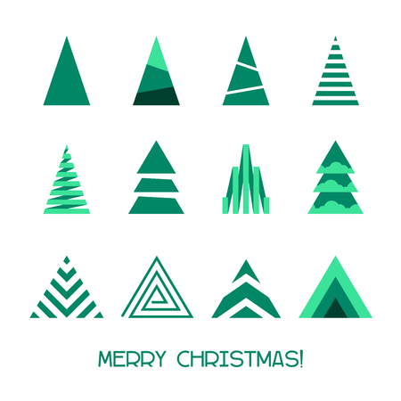 Merry Christmas Tree Collection for Winter Holidays Decoration. Vector illustrationのイラスト素材