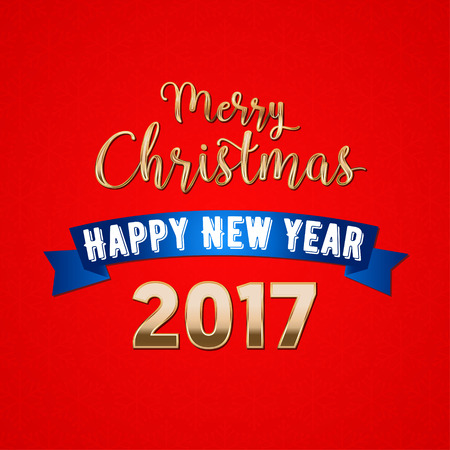 Merry Christmas and a Happy New Year 2017 Greeting Card. Vector backgroundのイラスト素材