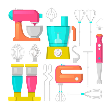 Kitchen Mixer and Blender Vector Icons Set. Culinary Equipmentのイラスト素材