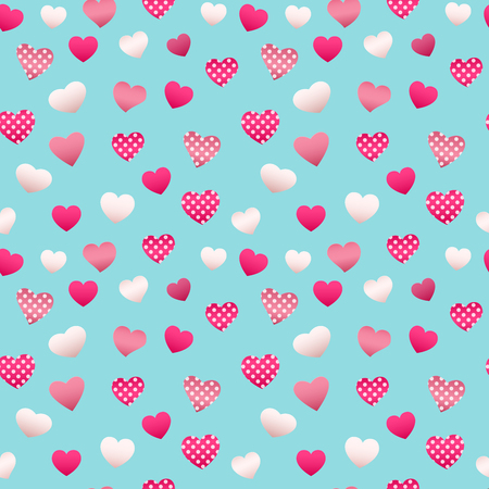 Happy Valentines Day Seamless Pattern with Hearts. Vector backgroundのイラスト素材