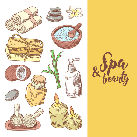 Spa Wellness Beauty Hand Drawn Designのイラスト素材