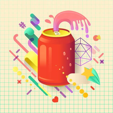 Modish Style Abstract Poster with Jar. Modern Design Composition. Vector illustrationのイラスト素材