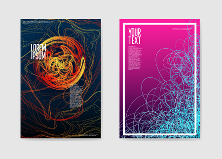 Abstract Poster Background with Gradient Lines. Fluid Shapes Brochure Template. Banner Identity Card Design. Vector illustrationのイラスト素材