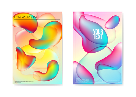 Abstract Poster Liquid Bubble Background. Fluid Bright Gradient Shapes Brochure Template. Banner Identity Card Design Placard. Vector illustrationのイラスト素材