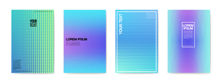 Abstract creative cards placards posters set. Trendy halftone gradient design for banners, cover, invitation. Hipster brochure, flyer, leaflet.のイラスト素材
