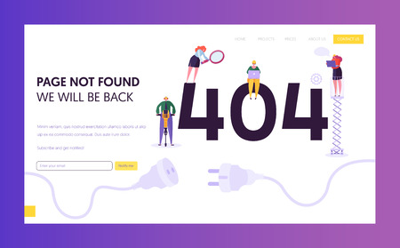 404 Maintenance Error Landing Page Template. Page Not Found Under Construction Concept with...